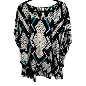 Pure Energy Women’s Plus Size Batwing Hi-Low Scoop Neck Blouse- 3X